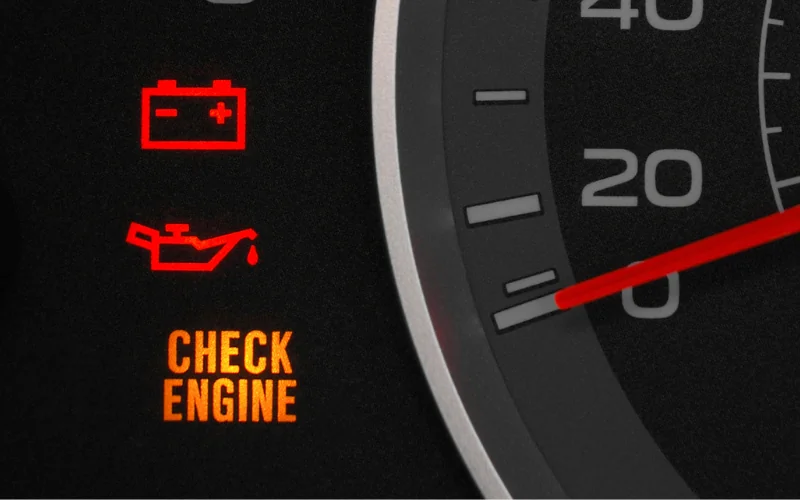 Check engine light displayed on a dashboard.