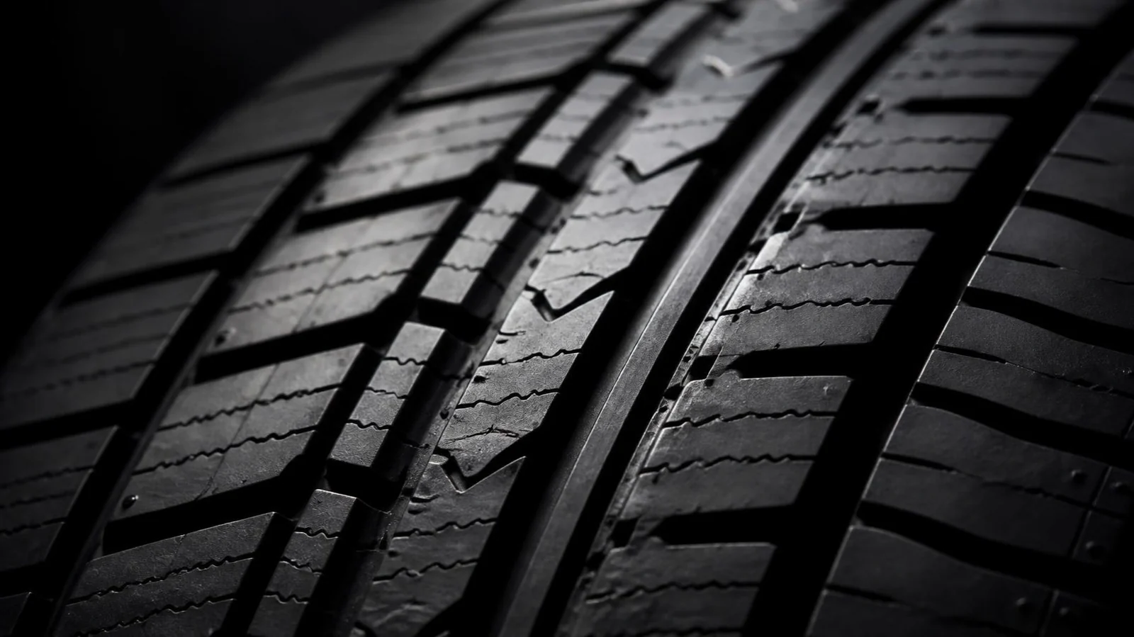 Close-up of dark tire tread
